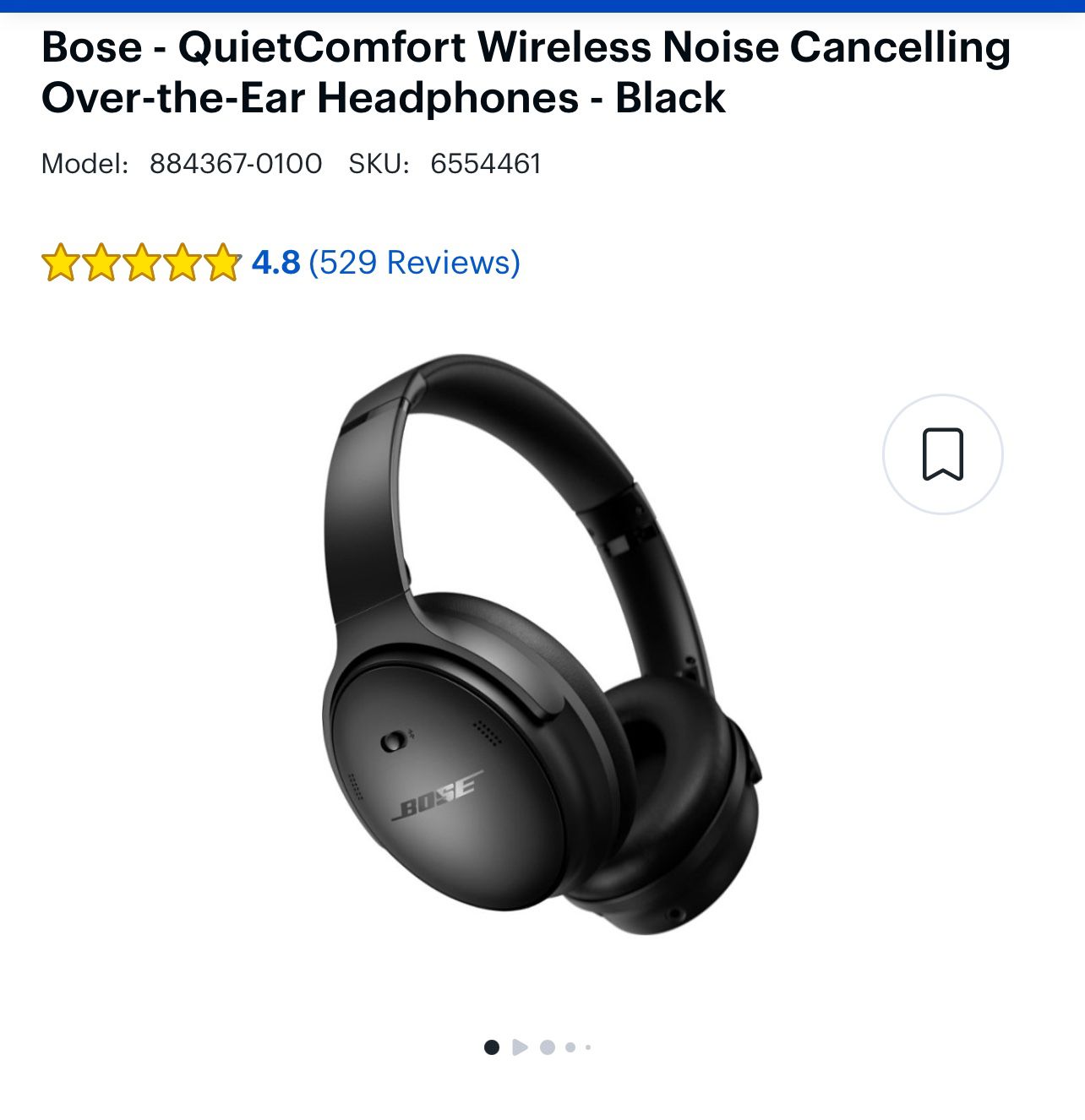 Bose - QuietComfort 45 Wireless Noise Cancelling Over-the-Ear Headphones - Black 