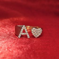 14k Yellow Gold Diamond A initial Ring 0.30 ctw
