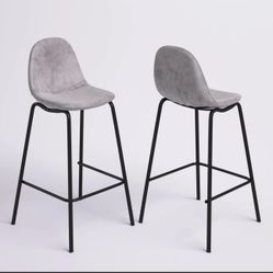 Lazio Velvet Bar Stool with Iron Legs (Set of 4)