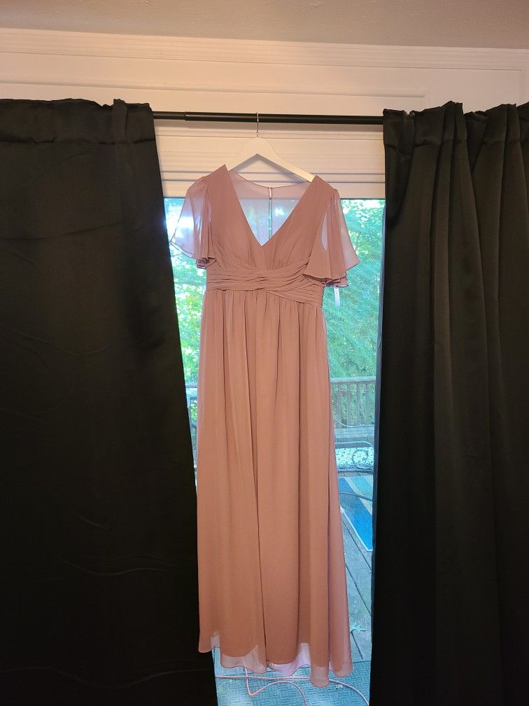 Azazie Verna
A-Line V-Neck Ruched Chiffon Floor-Length Dress dusty rose