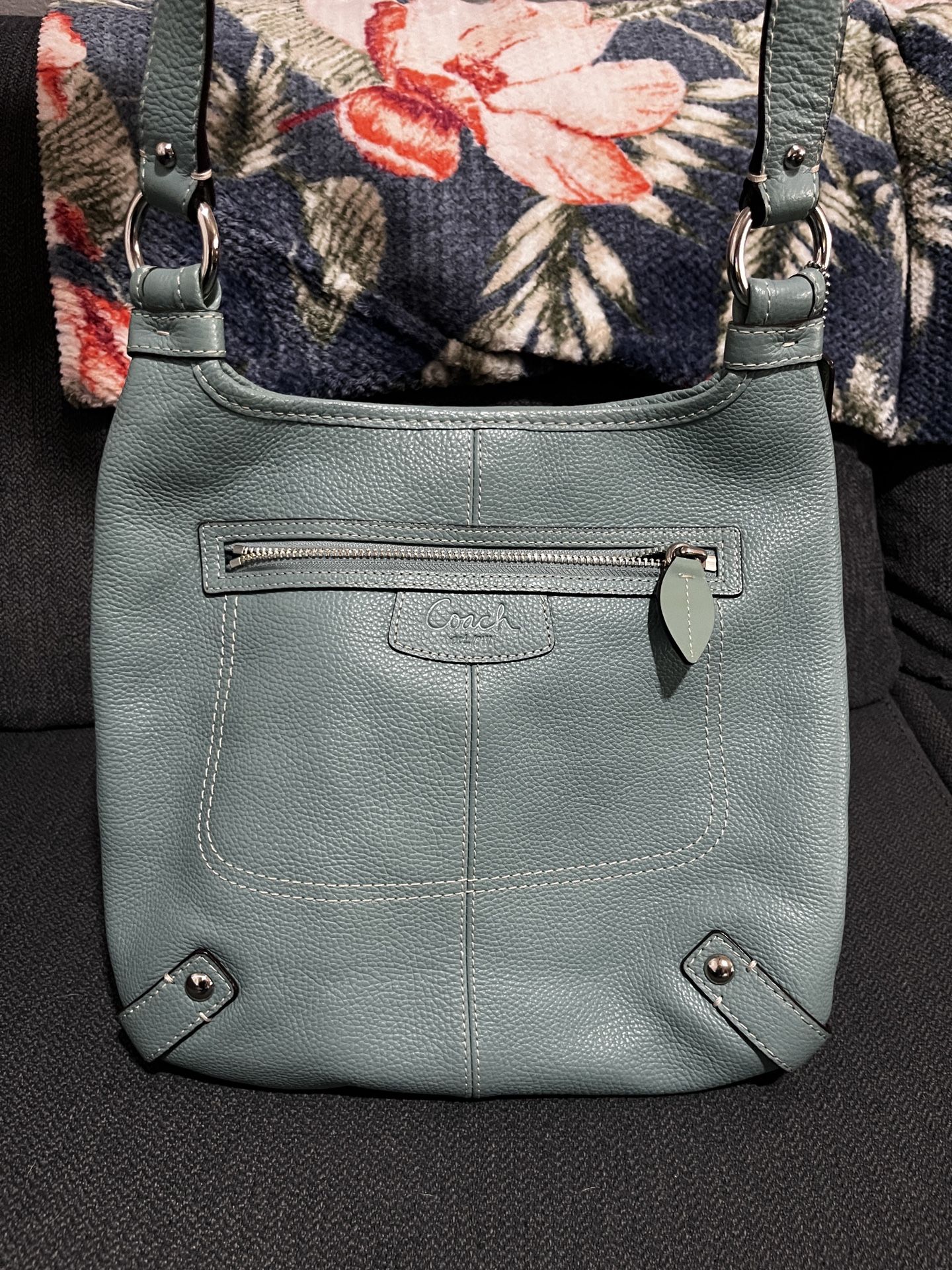 Coach Aqua Crossbody Leather Messenger Bag