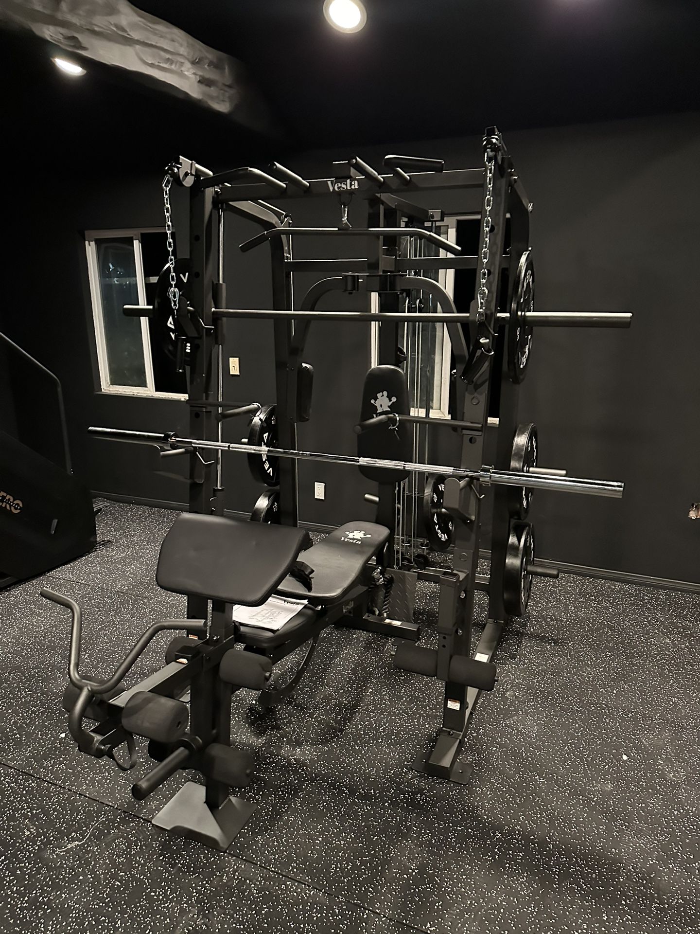 Smith Machine 1001 w/Bench Attachment | 230lb Bumpers Olympic Weights | 7ft Olympic Bar | Gym Equipment | FREE DELIVERYđźšš