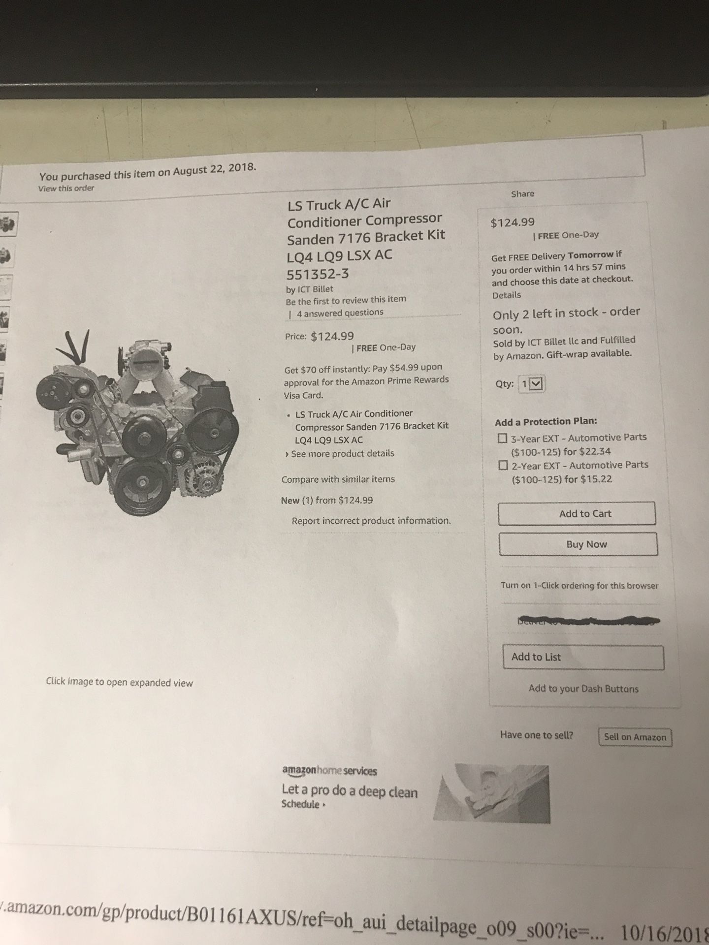 Billet air conditioning bracket