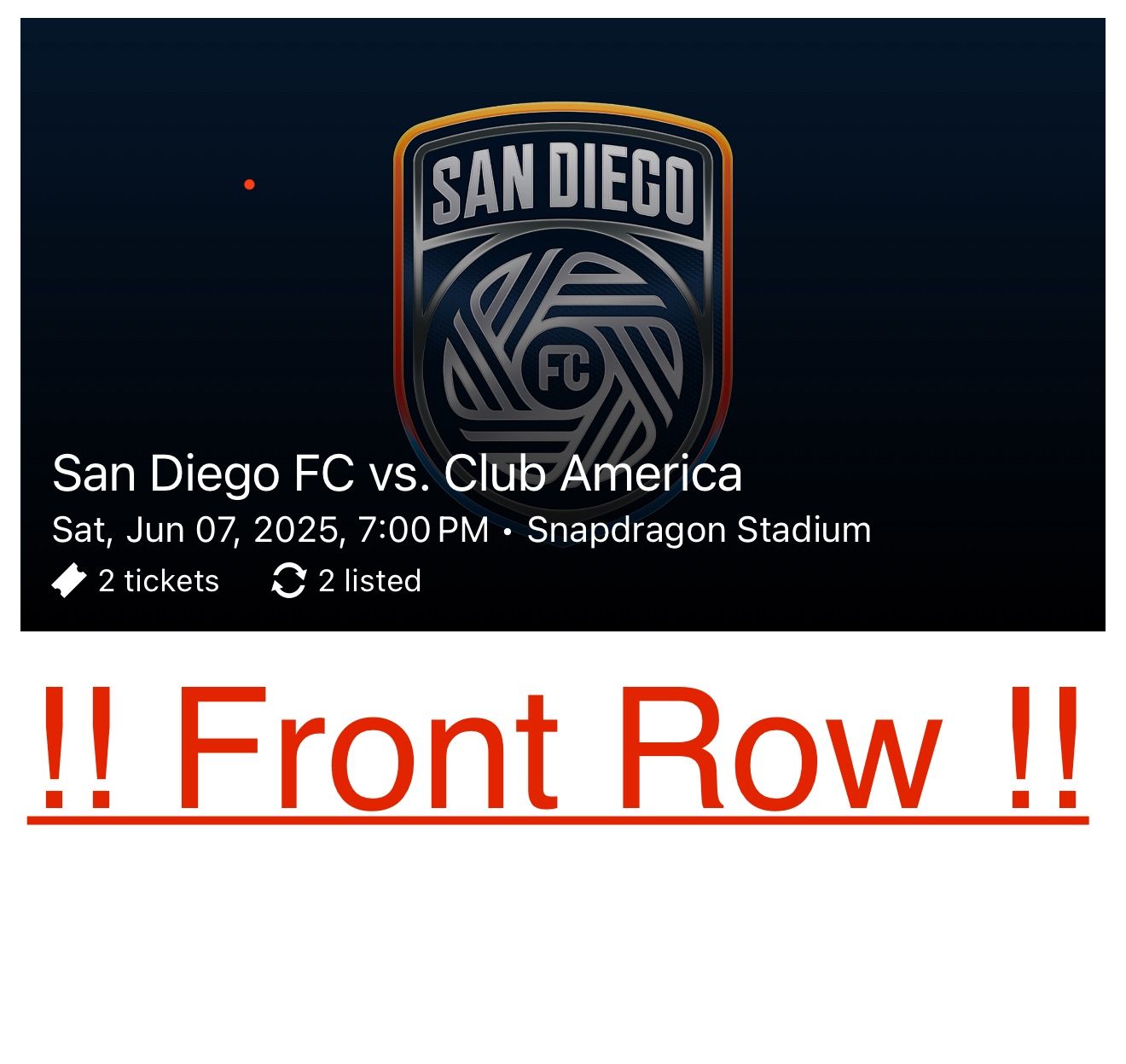 Club América vs SDFC FRONT ROW