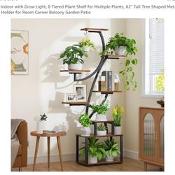 Plant Stand Indoor, 8 Tiered Plant Shelf for Multiple Plants, 62" Tall Tree Shaped Metal Plant Rack Flower Holder for Room Corner Balcony Garden Patio