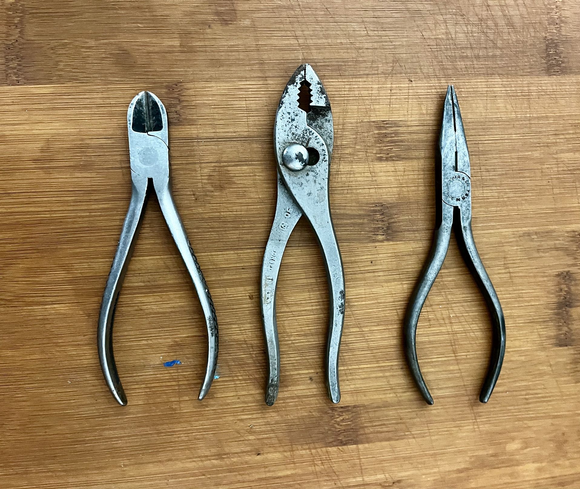 Dunlap Diagonal Cutting Pliers Wire Cutters Dikes Cutter Made In Germany & H.BOKER & CO NEEDLE NOSE PLIERS 6" L NEEDLE NOSE PLIERS MADE IN THE USA ⬇️