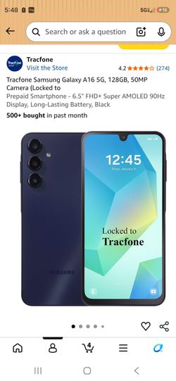 Tracphone Samsung Galaxy A16 5G 50mg camera