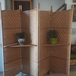 Boho MCM Room Divider Shelf Bamboo Plant Stand