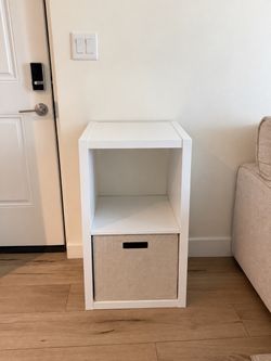 White Cube Storage Shelf with Fabric Drawer