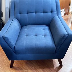 Blue Mid Century Modern Overaided chair