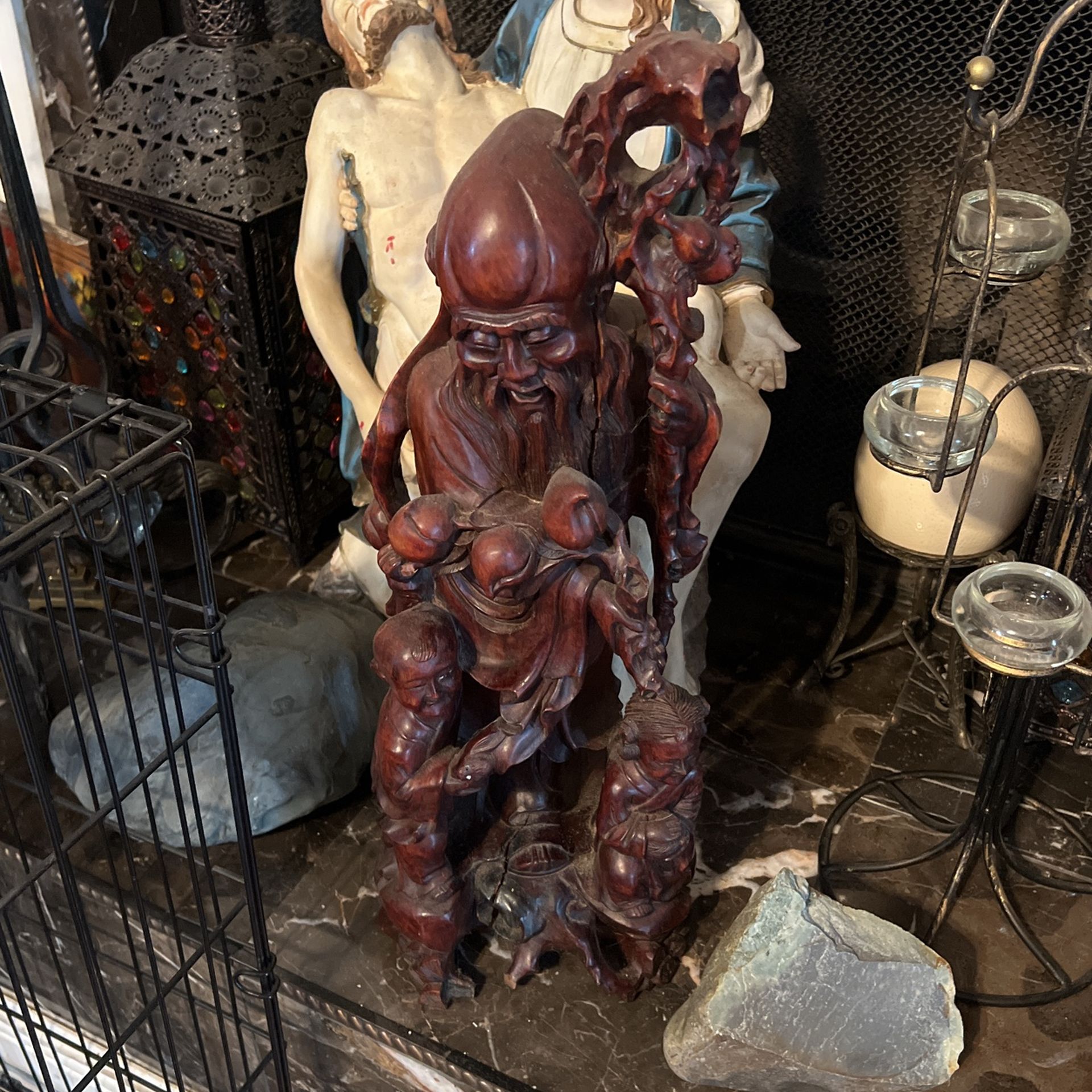 ORIENTAL CARVED WOOD STATUE