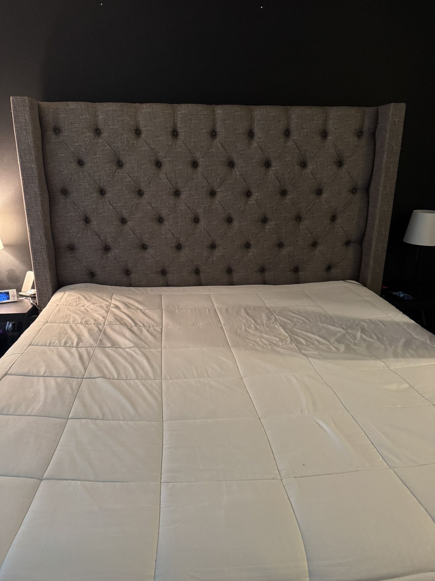 Grey/Black Headboard And Frame.