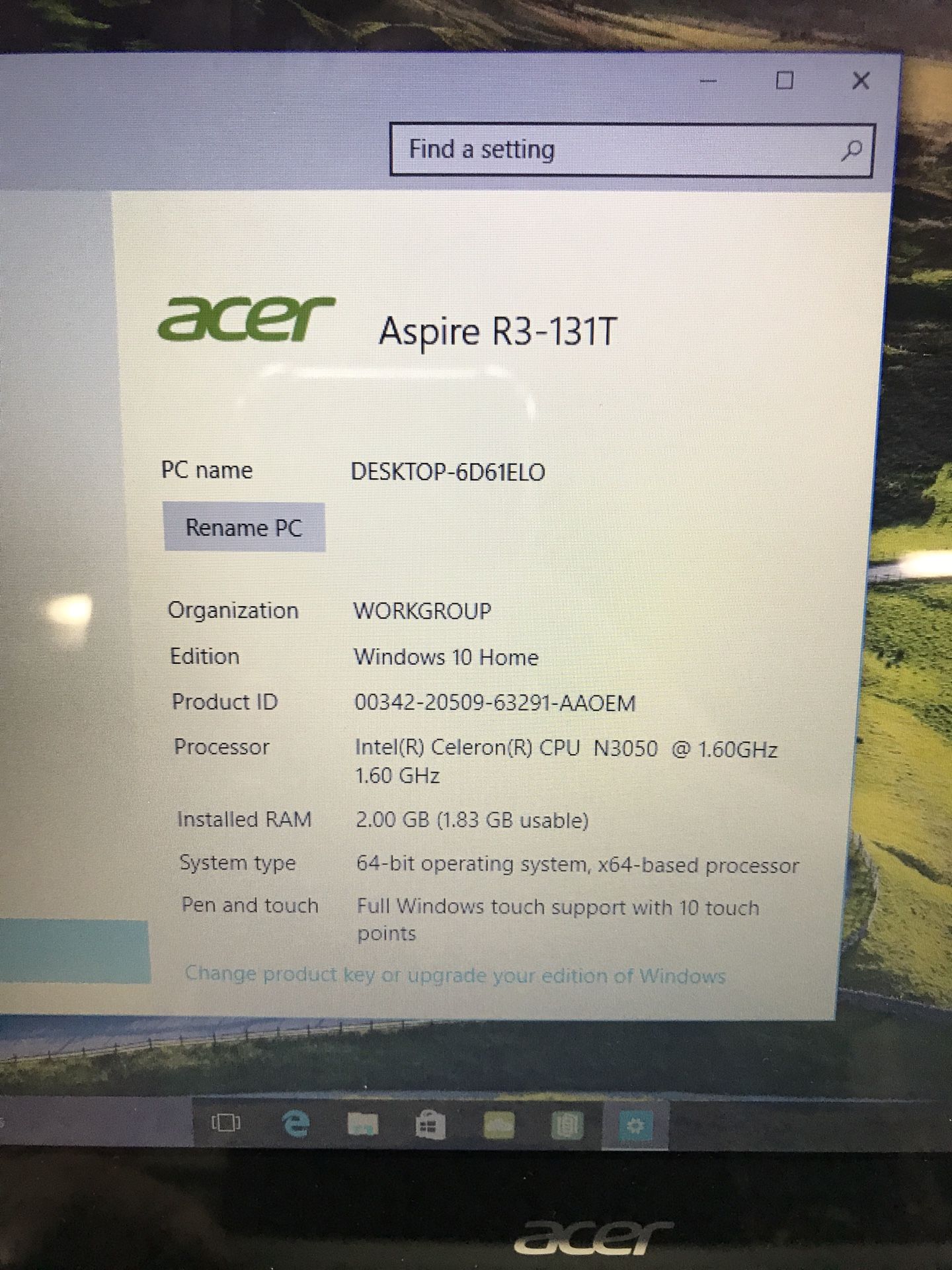 Acer aspire R11 R3 131t C1YF Touchscreen 2in1 win 10
