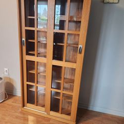 Shelf Woodish Glass Sliding Doors Pantry, Book, Hobby Display Cabinet