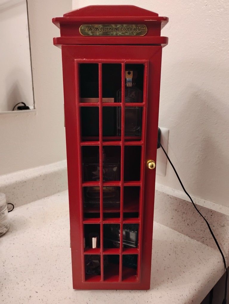 Red London 1930 Phone Booth 3 Tier Storage Cabinet