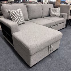Gray Sectional Sleeper W/usb Ports 
