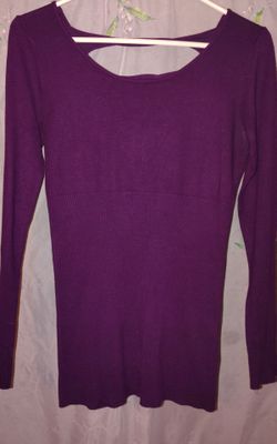 Purple Derek Heart Open Cutout Strapey Back Tunic Sweater ( S 4-6)