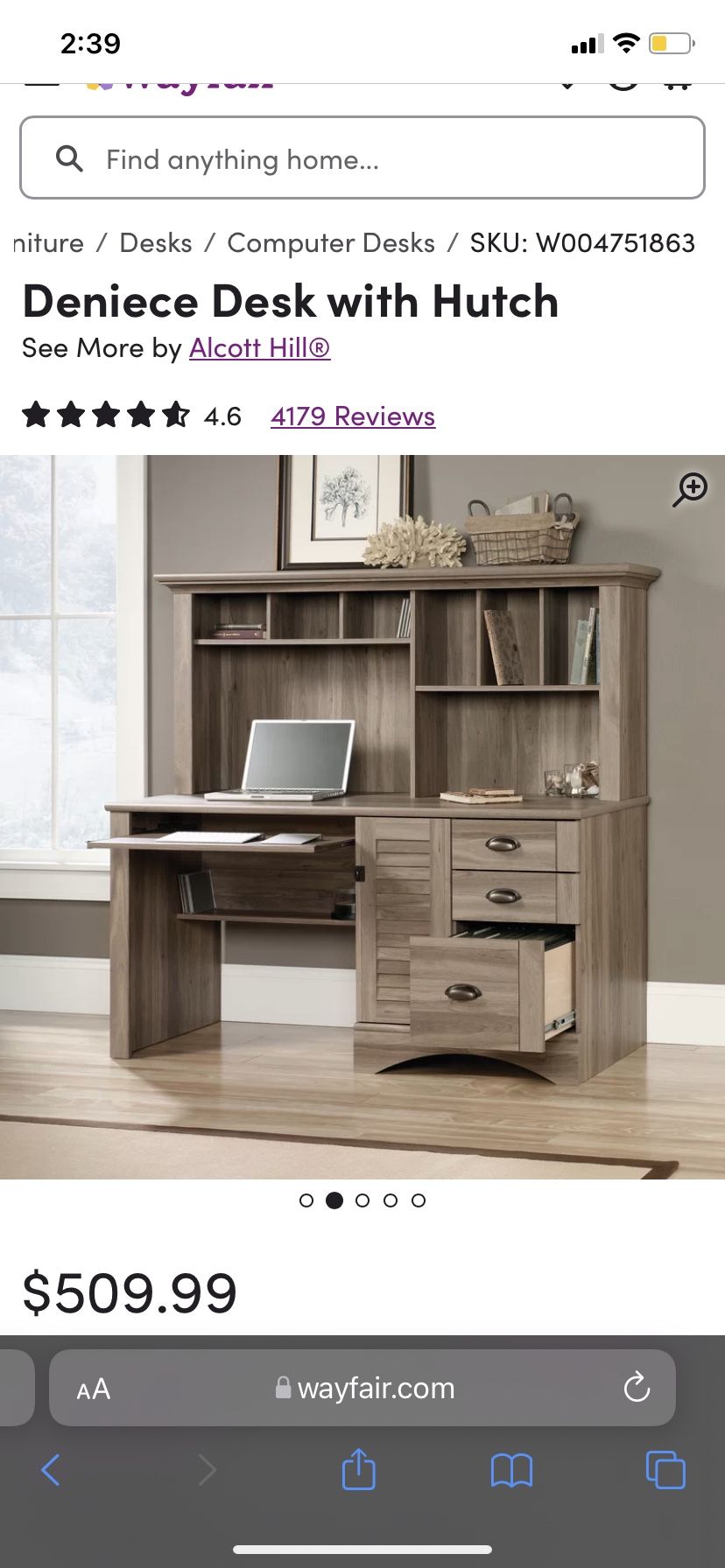 Wooden Desk With Hutch 