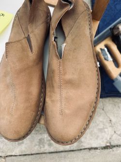 Bata Tan Leather Slip-On Ankle Boots