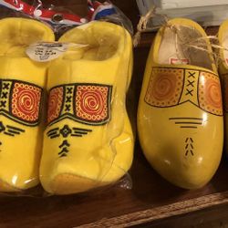 Two Pairs Of Dutch Wooden Shoes Clogs