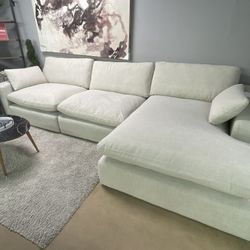 Elyza Linen 3pc Sectional Sofa w/ RAF Corner Chaise
