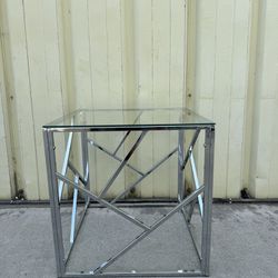 Chrome And Glass End Table