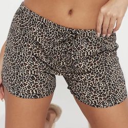 *NWT*  Fashion Nova Sleepy All Day Leopard Print PJ Shorts Size M