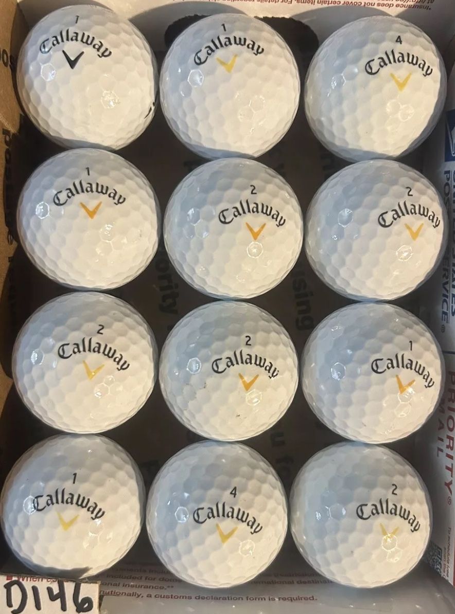 12 Callaway White Golf Balls 5/4a Lot D146
