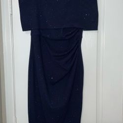 Vince Camuto Off The Shoulder Blue Sparkle Dress.  Size 8.   Never Worn