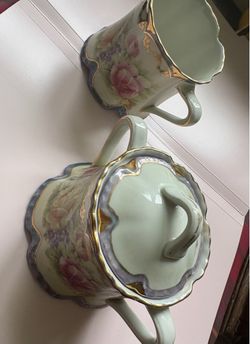 Hand painted Bavarian Porcelain Floral Tea Set of 2