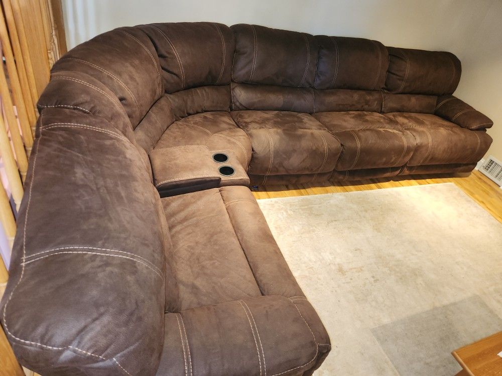 Sofa With Recliners And Cup Holder