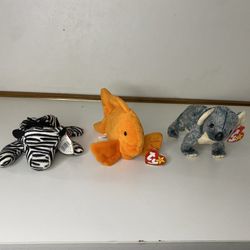 Set of 3 Ty Original Beanie Babies – Ziggy, Goldie & Eucalyptus