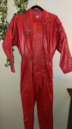 Marco Morani Milang New York Red Leather Jumpsuit