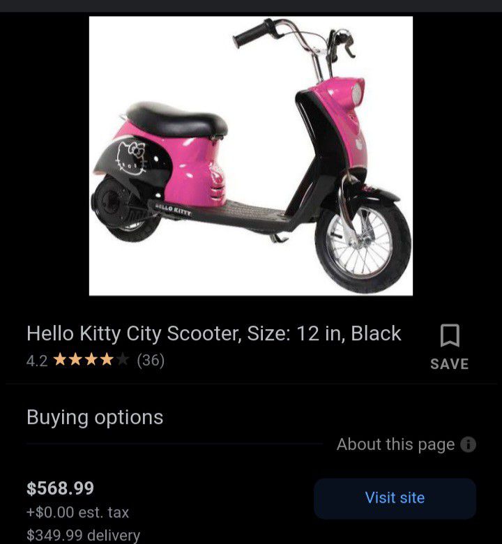 Pink and Black Hello Kitty Electric Scooter..