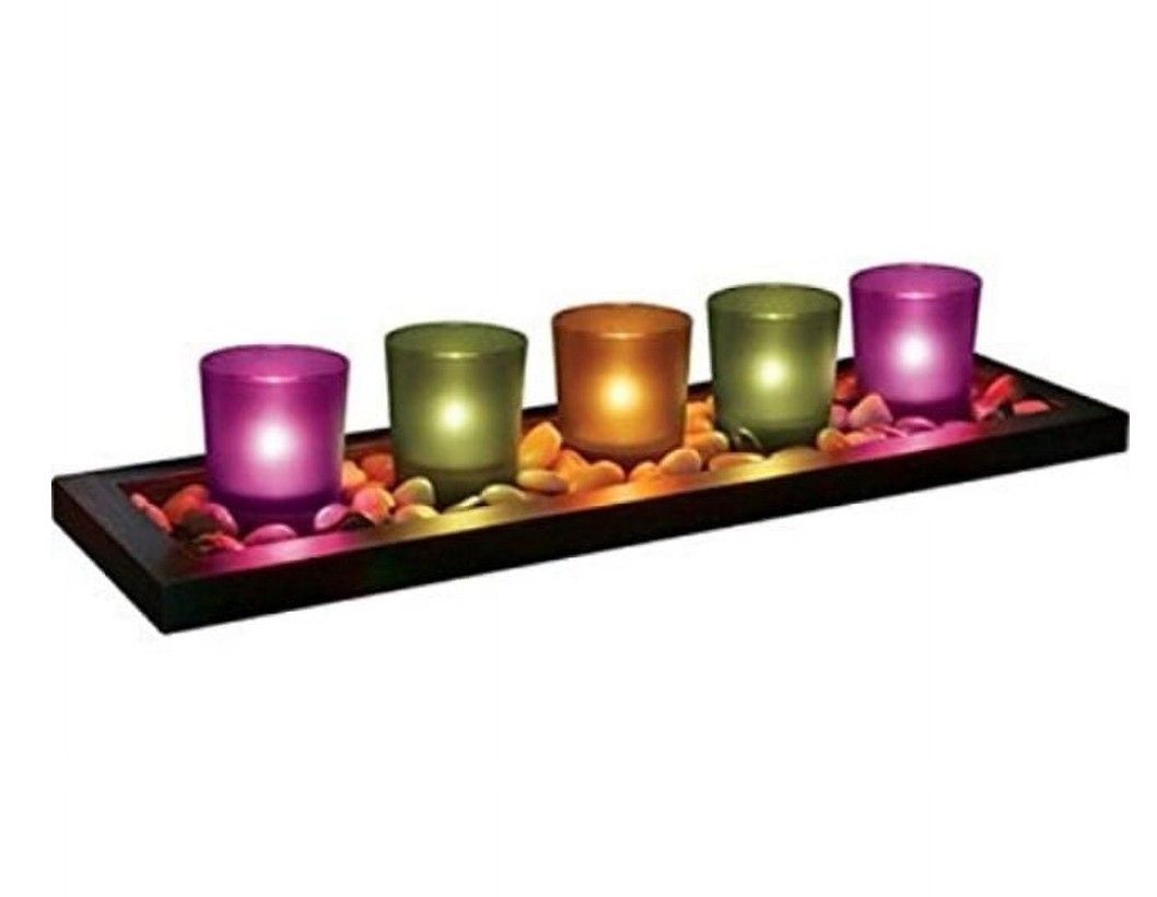 NEW 5-piece Jewel Tone Candle Tray