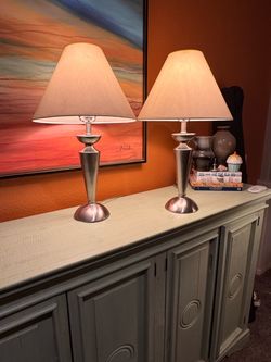 Brushed Nickel Lamp Set
