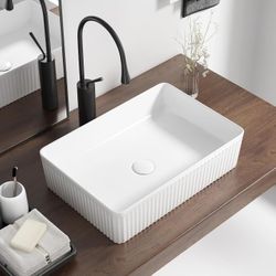 Bathroom Vessel Sink 20 Inch Above Counter Rectangular White
