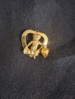 Vintage Charm Topaz ❤️ Heart Dangling Stone 