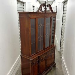 Antique Vintage Bernhardt Mahogany China Cabinet Display Hutch Bookcase 