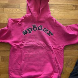Pink rhinestone Sp5der With Black Text