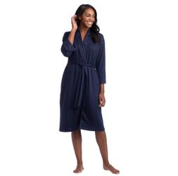 NWT Softies Dream Shawl Collar ROBE  Navy XS Soft Jersey Lounge Wrap