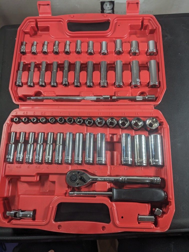 SEKETMAN 76-Piece 1/4" Drive Socket Set,1/4-Inch Drive Master Socket Set with Ratchets,Extensions with 1/4" Drive Bits Set,Universal Joint (5/32-Inch-