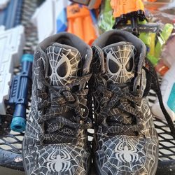 Black And Gray Reebok Spiderman Shoes Size 1 1/2