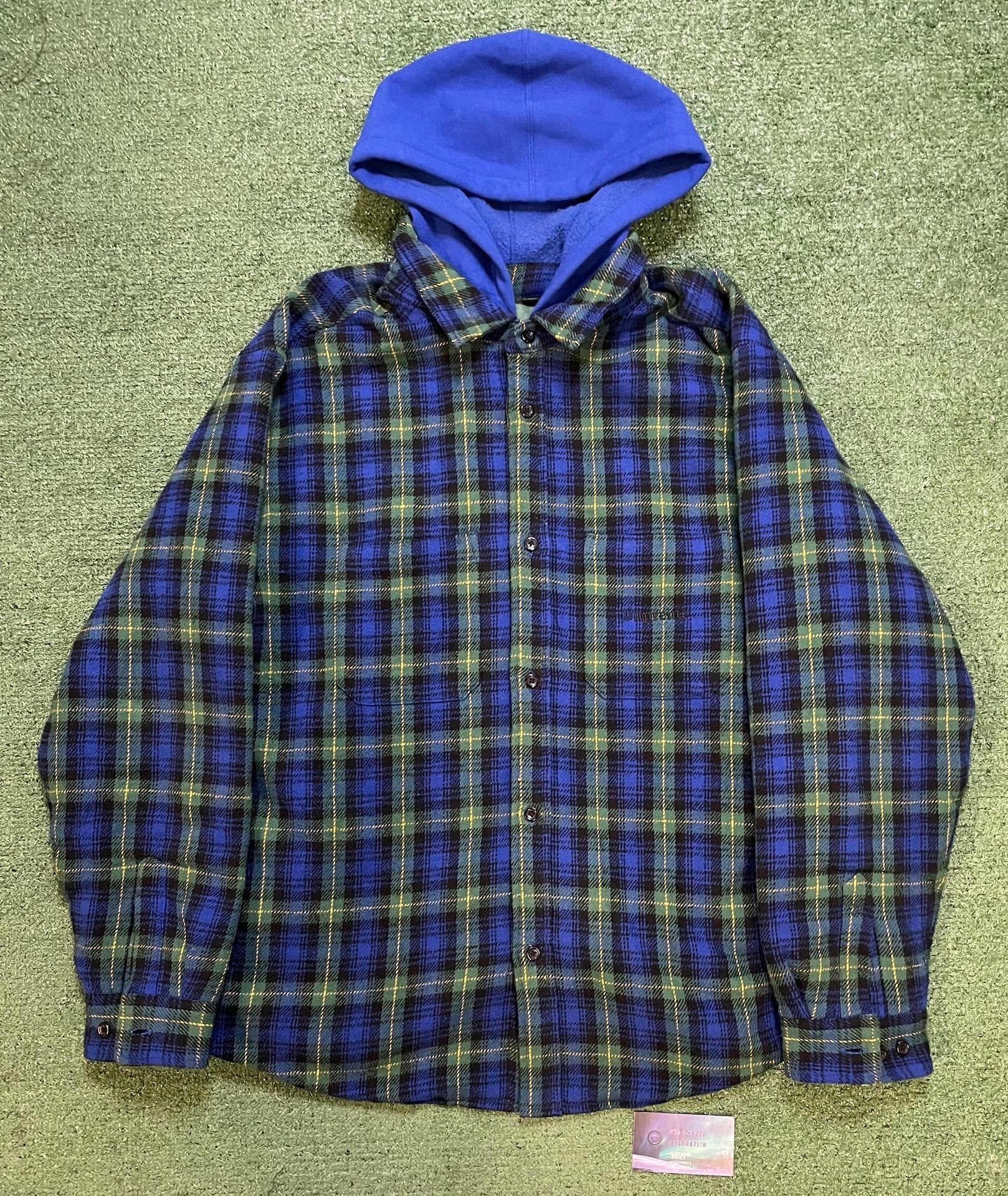 Supreme blue tartan hooded flannel