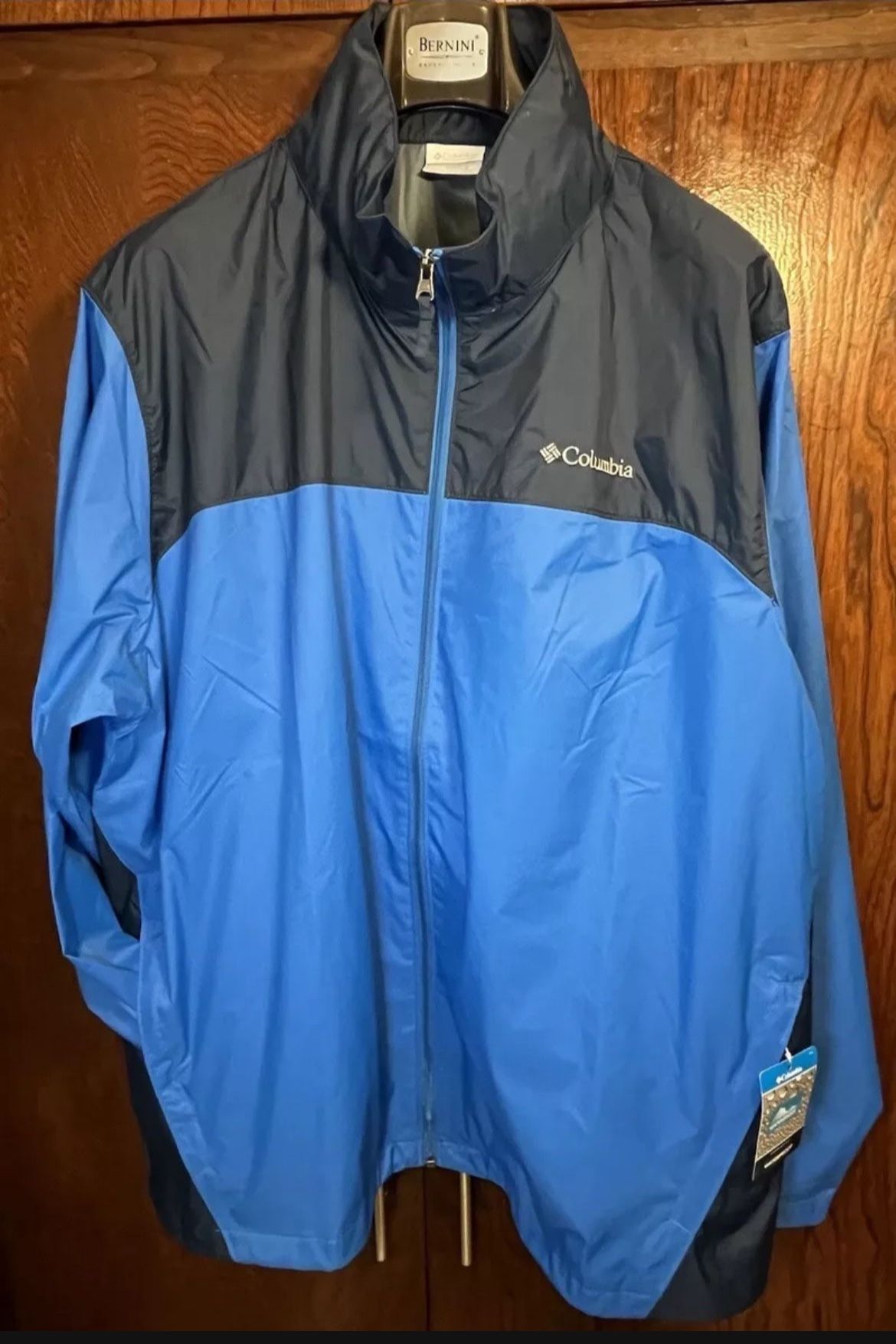 Columbia Glennaker Lake Rain Jacket Blue Waterproof Hooded Mens Size 2XL New