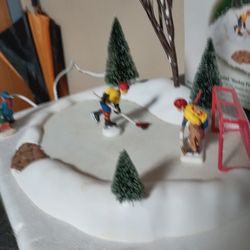 Village Animated " Hockey player " Battery operated working condition like new