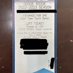 Dodge Ridge Lift Tickets Teen/Adult (Set Of 2)