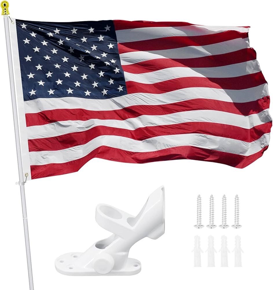 American flag with pole and bracket