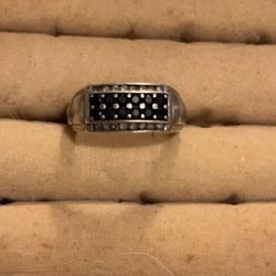  Sterling Silver With Black Diamonds Men’s Wedding Ring 