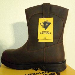 Herman Survivors - Men's Waterproof Pull On Steel Toe Leather Work Boots